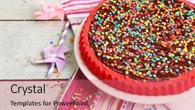  Presentation with cake and icing - Amazing PPT layouts having delicious homemade cake on wooden backdrop and a  colored foreground