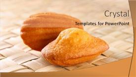  Presentation with cake - Presentation with delicious-homemade-fresh-madeleine-cake background and a coral colored foreground