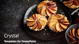  Presentation with black ceramic - Presentation theme with delicious-homemade-mini-tarts background and a wine colored foreground