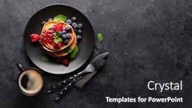  Presentation with berries - PPT layouts enhanced with delicious-homemade-pancakes-with-summer background and a dark gray colored foreground