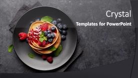  Presentation with berries - Colorful presentation theme enhanced with delicious-homemade-pancakes-with-summer backdrop and a gray colored foreground