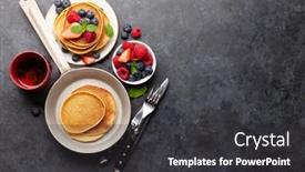  Presentation with berries - Slide set consisting of delicious-homemade-pancakes-with-summer background and a dark gray colored foreground