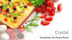  Presentation with pizza - Beautiful slide deck featuring delicious-homemade-pizza-on-white backdrop and a white colored foreground