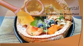  Presentation with pancake - Colorful PPT theme enhanced with delicious-homemade-puff-pancake-cooked backdrop and a gold colored foreground