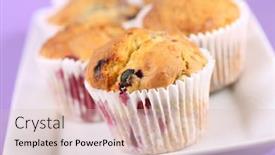  Presentation with muffins - Presentation featuring delicious homemade summer fruit muffins contains blueberries raspberries and blackberries background and a lemonade colored foreground