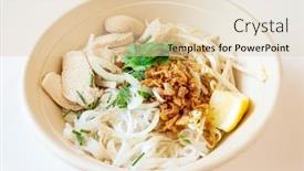  Presentation with healthy soup - Colorful presentation theme enhanced with delicious-homemade-vietnamese-soup-pho backdrop and a lemonade colored foreground