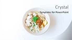  Presentation with healthy soup - Audience pleasing slide deck consisting of delicious-homemade-vietnamese-soup-pho backdrop and a cool aqua colored foreground