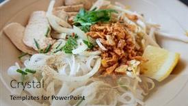  Presentation with healthy soup - Presentation design featuring delicious-homemade-vietnamese-soup-pho background and a coral colored foreground