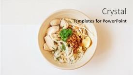  Presentation with healthy soup - Audience pleasing PPT theme consisting of delicious-homemade-vietnamese-soup-pho backdrop and a lemonade colored foreground