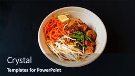  Presentation with healthy soup - Colorful PPT layouts enhanced with delicious-homemade-vietnamese-soup-pho backdrop and a wine colored foreground