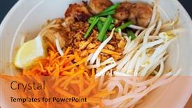  Presentation with healthy soup - Audience pleasing theme consisting of delicious-homemade-vietnamese-soup-pho backdrop and a gold colored foreground