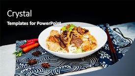  Presentation with healthy soup - Cool new slide set with delicious-homemade-vietnamese-soup-pho backdrop and a black colored foreground