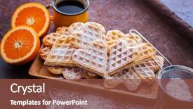  Presentation with waffles - Audience pleasing slide deck consisting of delicious homemade waffles with fruits backdrop and a tawny brown colored foreground