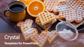  Presentation with belgian waffles fruits - Slide deck enhanced with delicious homemade waffles with fruits background and a coral colored foreground