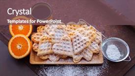  Presentation with belgian waffles fruits - Colorful slide set enhanced with delicious homemade waffles with fruits backdrop and a violet colored foreground