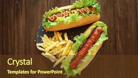  Presentation with dog boarding - Slide set having delicious hot dog and fries background and a tawny brown colored foreground