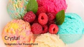  Presentation with cream - Beautiful PPT layouts featuring delicious ice cream close-up backdrop and a coral colored foreground
