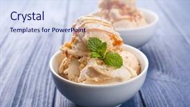  Presentation with pastrie ice cream - Audience pleasing slide deck consisting of delicious ice cream with caramel backdrop and a sky blue colored foreground