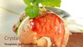  Presentation with strawberry ice cream - Audience pleasing slides consisting of delicious-ice-cream-with-strawberry backdrop and a gold colored foreground