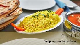  Presentation with indian food - PPT theme with delicious-indian-tikka-masala-food background and a gold colored foreground