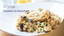  Presentation with vegetarian - Slide deck enhanced with delicious-italian-vegetarian-risotto-cooked background and a sky blue colored foreground