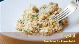  Presentation with vegetarian - Beautiful slide deck featuring delicious-italian-vegetarian-risotto-cooked backdrop and a tawny brown colored foreground