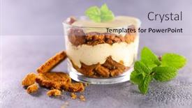  Presentation with tiramisu - Presentation theme with delicious-itlian-tiramisu-in-glass background and a light blue colored foreground