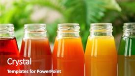  Presentation with juice - Amazing presentation design having delicious juices in bottles closeup backdrop and a  colored foreground