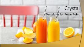 Presentation with juice - Presentation featuring delicious juices in bottles background and a light gray colored foreground