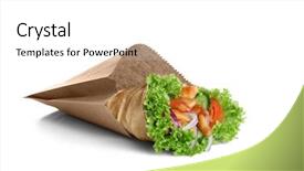  Presentation with kebab - Cool new presentation theme with delicious kebab sandwich isolated on white backdrop and a white colored foreground