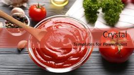  Presentation with ketchup - Beautiful slide deck featuring delicious ketchup in bowl backdrop and a red colored foreground