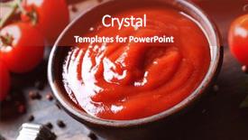  Presentation with ketchup - Colorful PPT theme enhanced with delicious ketchup in bowl backdrop and a crimson colored foreground
