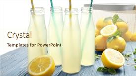  Presentation with lemon - Audience pleasing presentation consisting of delicious lemon juice in bottles backdrop and a cream colored foreground