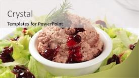  Presentation with liver - Theme enhanced with delicious liver mousse topped with cranberry sauce background and a lemonade colored foreground