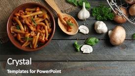  Presentation with mushrooms - Beautiful presentation theme featuring delicious marinated mushrooms in bowl backdrop and a  colored foreground