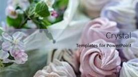  Presentation with craft - PPT theme having delicious-marshmallow-on-craft-paper background and a light blue colored foreground