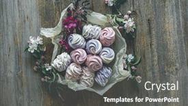  Presentation with craft - PPT theme enhanced with delicious-marshmallow-on-craft-paper background and a dark gray colored foreground