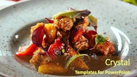  Presentation with spicy food - Colorful presentation design enhanced with delicious meal served on round backdrop and a tawny brown colored foreground