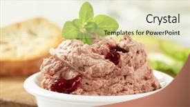  Presentation with liver - Theme with delicious-meat-and-liver-spread background and a soft green colored foreground