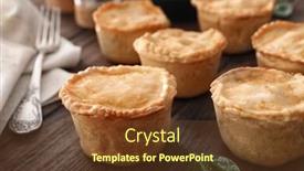  Presentation with pies - Slide deck enhanced with delicious meat mini pies on table closeup background and a tawny brown colored foreground