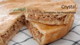  Presentation with meat - Beautiful slides featuring delicious meat pie on table backdrop and a coral colored foreground