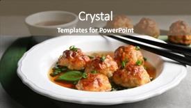  Presentation with meatball - PPT theme enhanced with delicious meatballs with sauce background and a tawny brown colored foreground