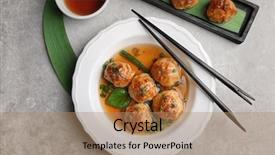  Presentation with meatball - Cool new slides with delicious meatballs with sauce backdrop and a coral colored foreground