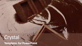  Presentation with chocolate splash - Cool new slides with delicious melted chocolate with pieces backdrop and a tawny brown colored foreground