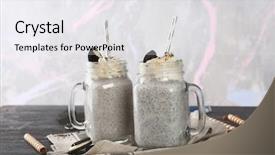  Presentation with gourmet sweet dessert bakery food - Theme enhanced with delicious milk dessert with sweets background and a white colored foreground