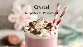  Presentation with milkshake - PPT theme enhanced with delicious milkshake with christmas decoration background and a lemonade colored foreground