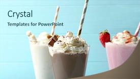  Presentation with milkshake - Presentation theme having delicious milkshakes on blue wooden background and a cool aqua colored foreground