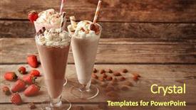  Presentation with milkshake - Cool new slides with delicious milkshakes on wooden background backdrop and a tawny brown colored foreground