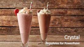  Presentation with milkshake - Beautiful theme featuring delicious milkshakes on wooden background backdrop and a tawny brown colored foreground