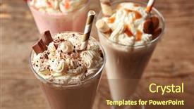  Presentation with milkshake - Amazing slide deck having delicious milkshakes on wooden background backdrop and a tawny brown colored foreground